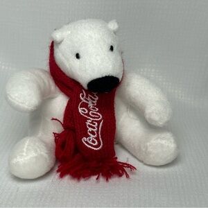 Coca-Cola Polar Bear In Scarf 4" Plush Toy Coke Stuffed Animal.
